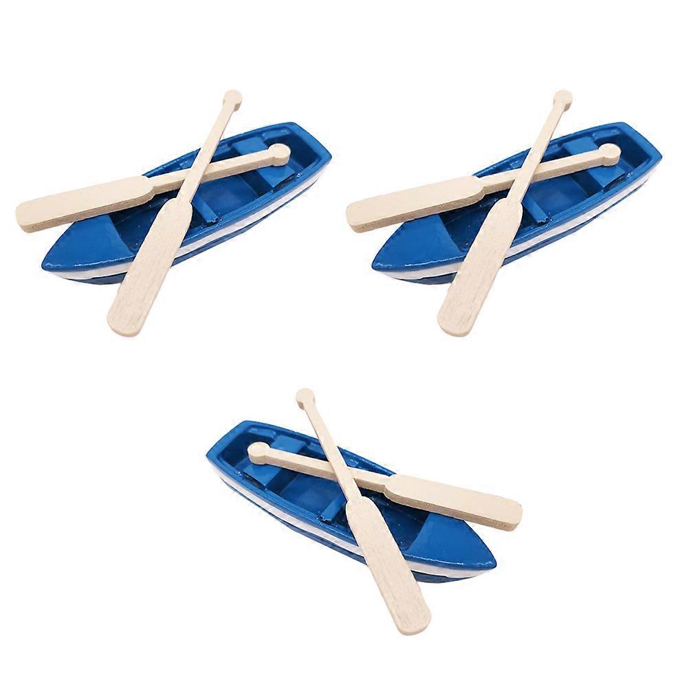 Wood Boat Ornament 6 Sets Rowboat Shape For Home Decoration Table Car Use 2.36X0.79X0.39In Dimensions