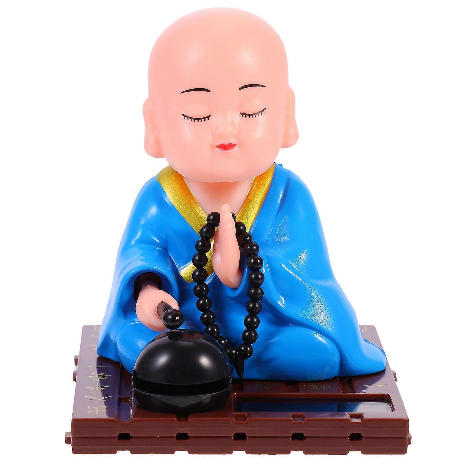 Blue Solar Monk Decoration for Party Use 2Pcs Figurine Set