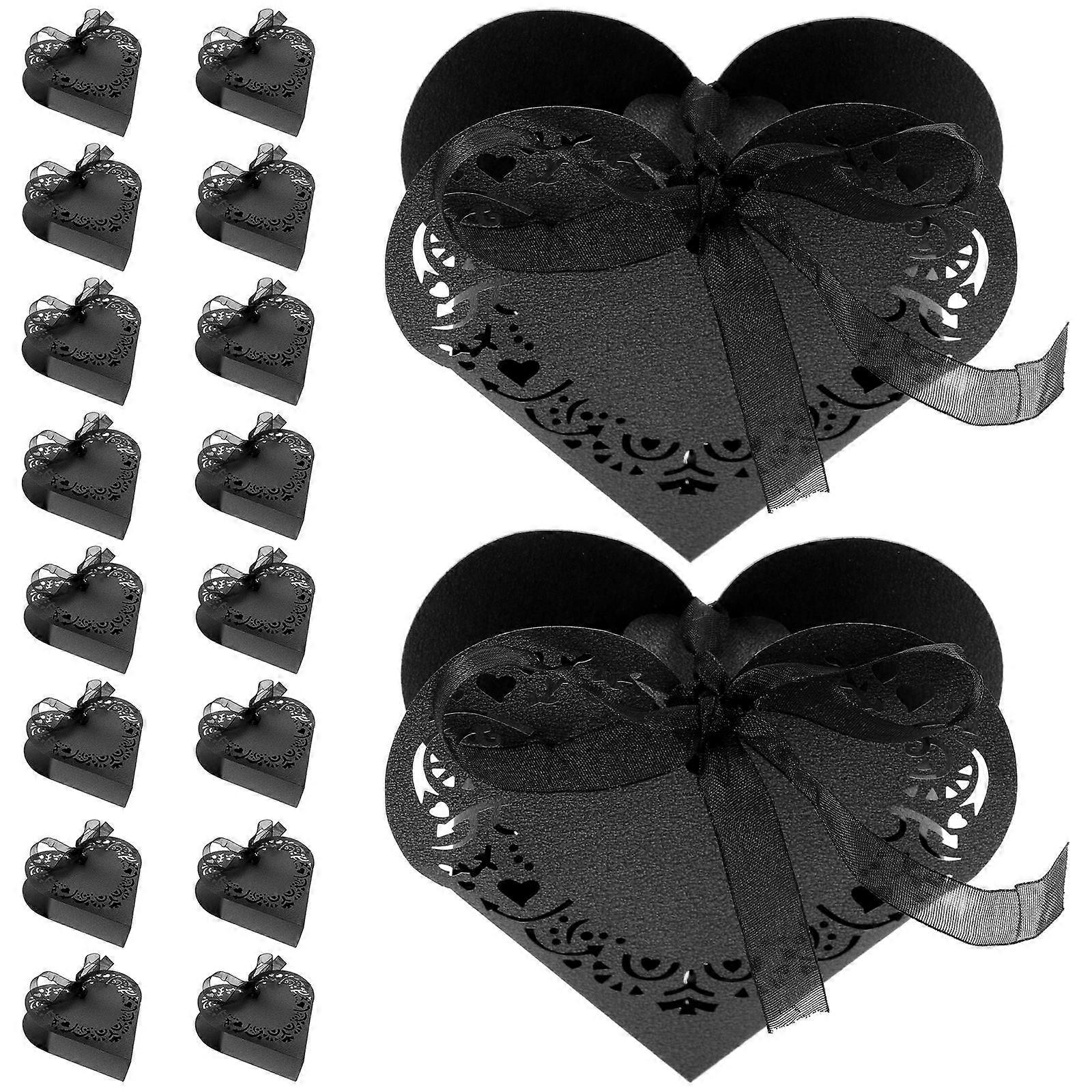 150 Pcs Heart Hollow Candy Wrapping Boxes Suitable For Bridal Shower And Party Supplies Black Square Storage