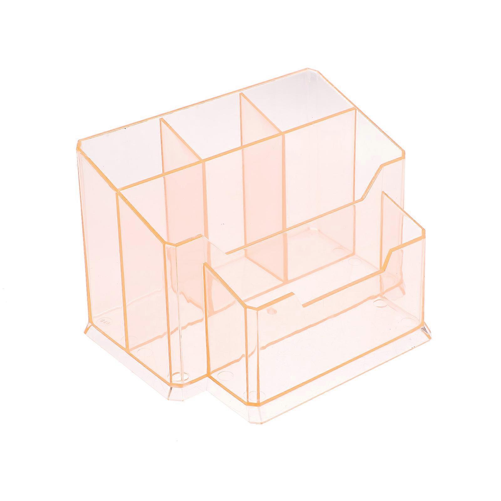 Makeup Brush Holder Acrylic Multi-Grids Cup for Storage Pens 2Pcs Orange
