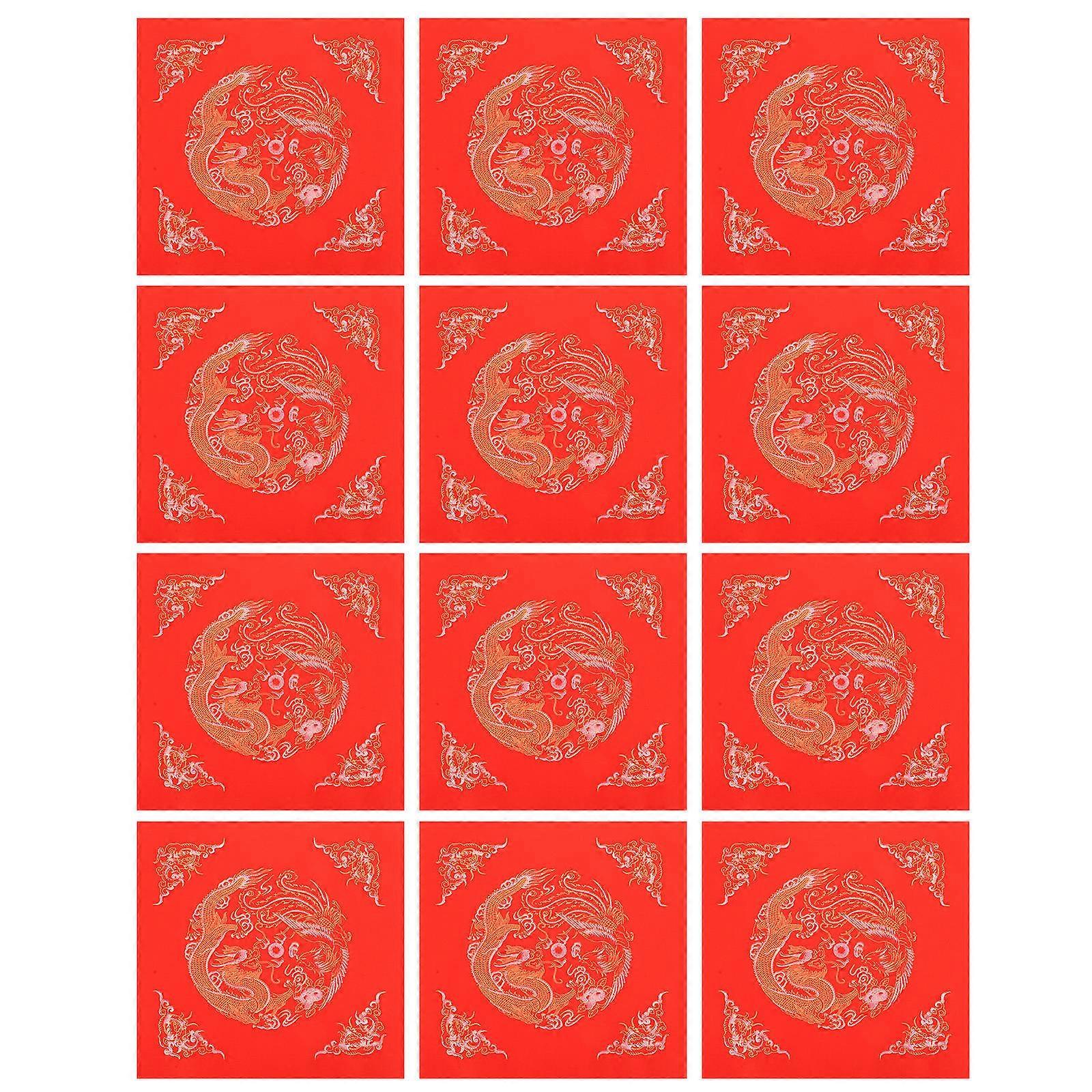 Red Fu Character Paper for Decoration 120Pcs DIY Calligraphy Paper Sheets