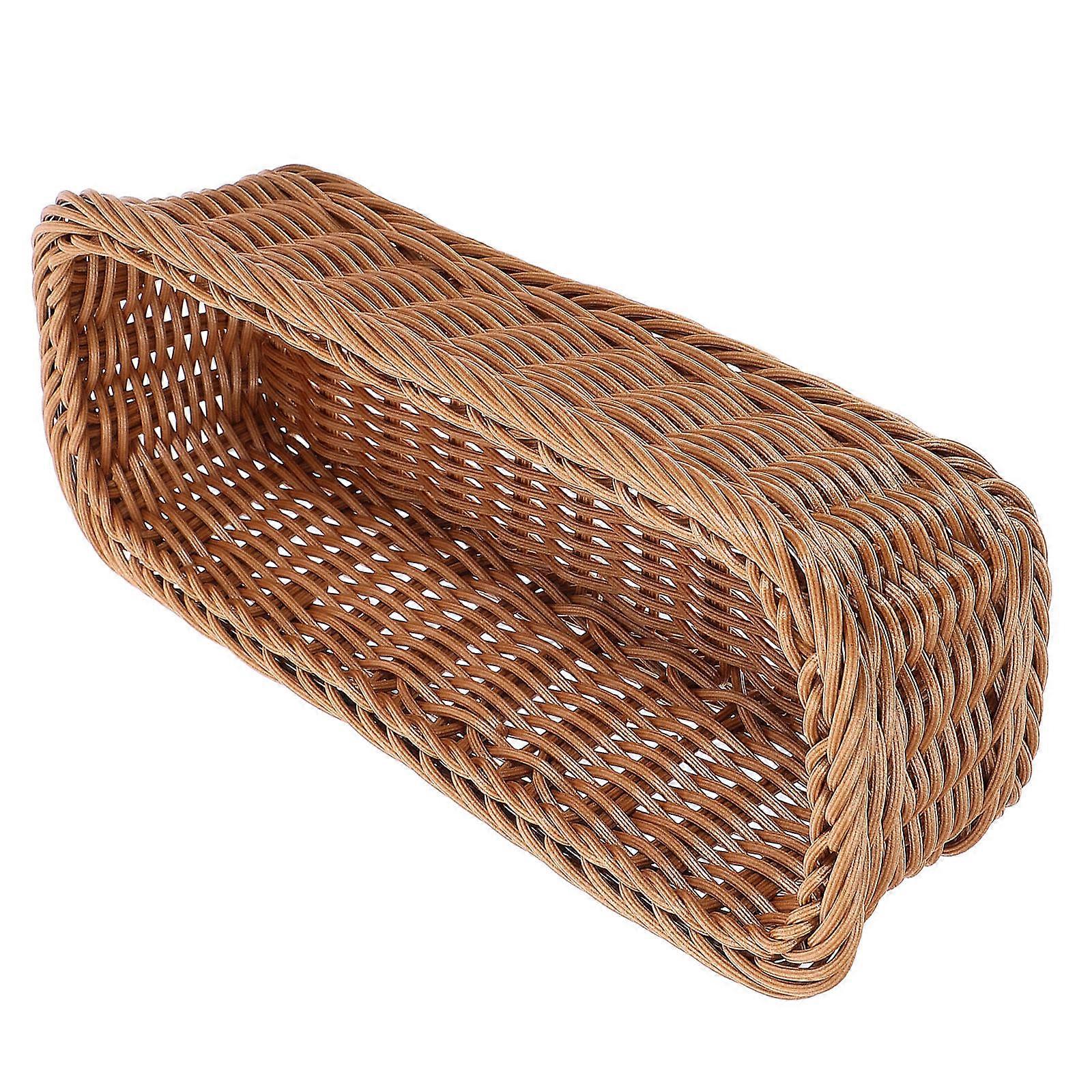 Kitchen Use Plastic Rattan Woven Basket Tableware Storage Box Organize Small Compact Design Assorted Color 5Pcs