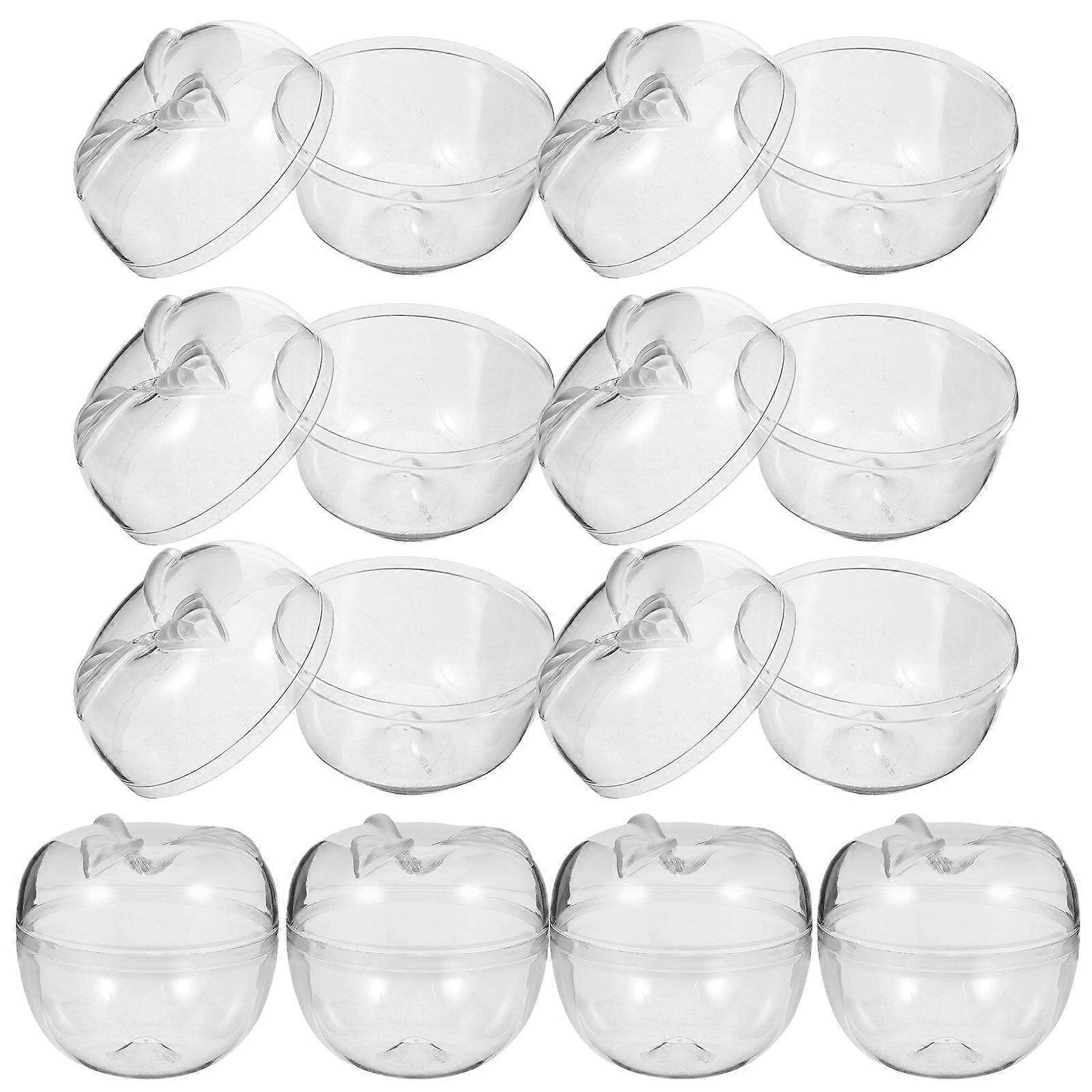 20Pcs Apple Shape Candy Boxes for Storage Plastic Transparent Containers