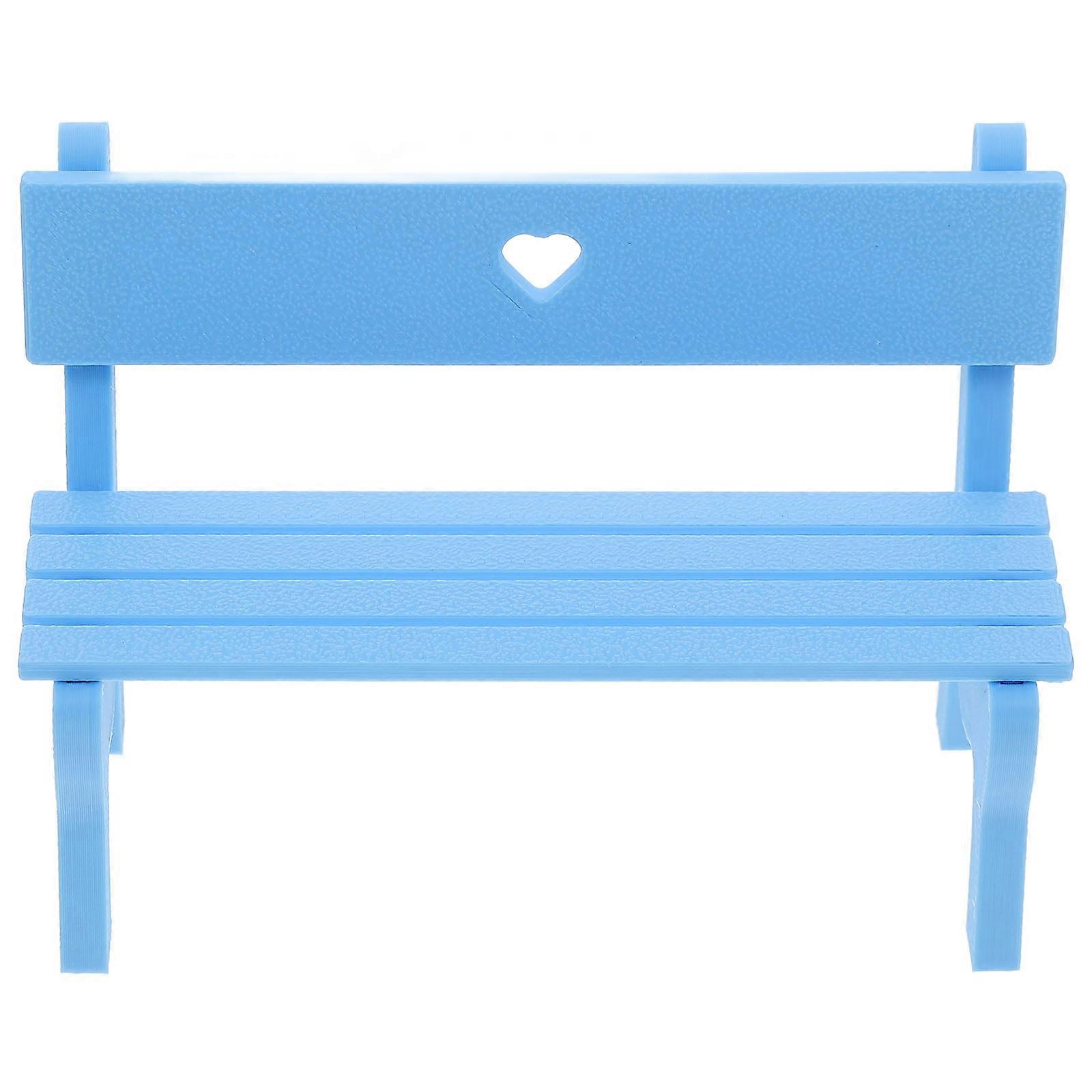 Blue Plastic Miniature Park Bench Model for Mini House Ornament 4Pcs