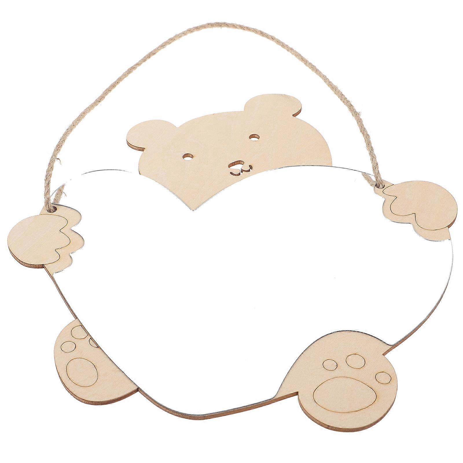 Bear Shaped Wooden Hanging Mirror for Decor 3Pcs Set