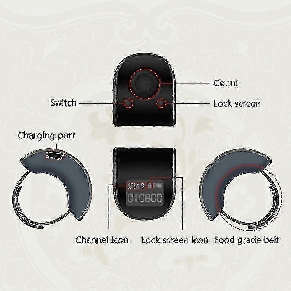 Mini Digital Lcd Electronic Finger Ring Hand Tally Counter 6 Digit Rechargeable Counters Clicker-bl