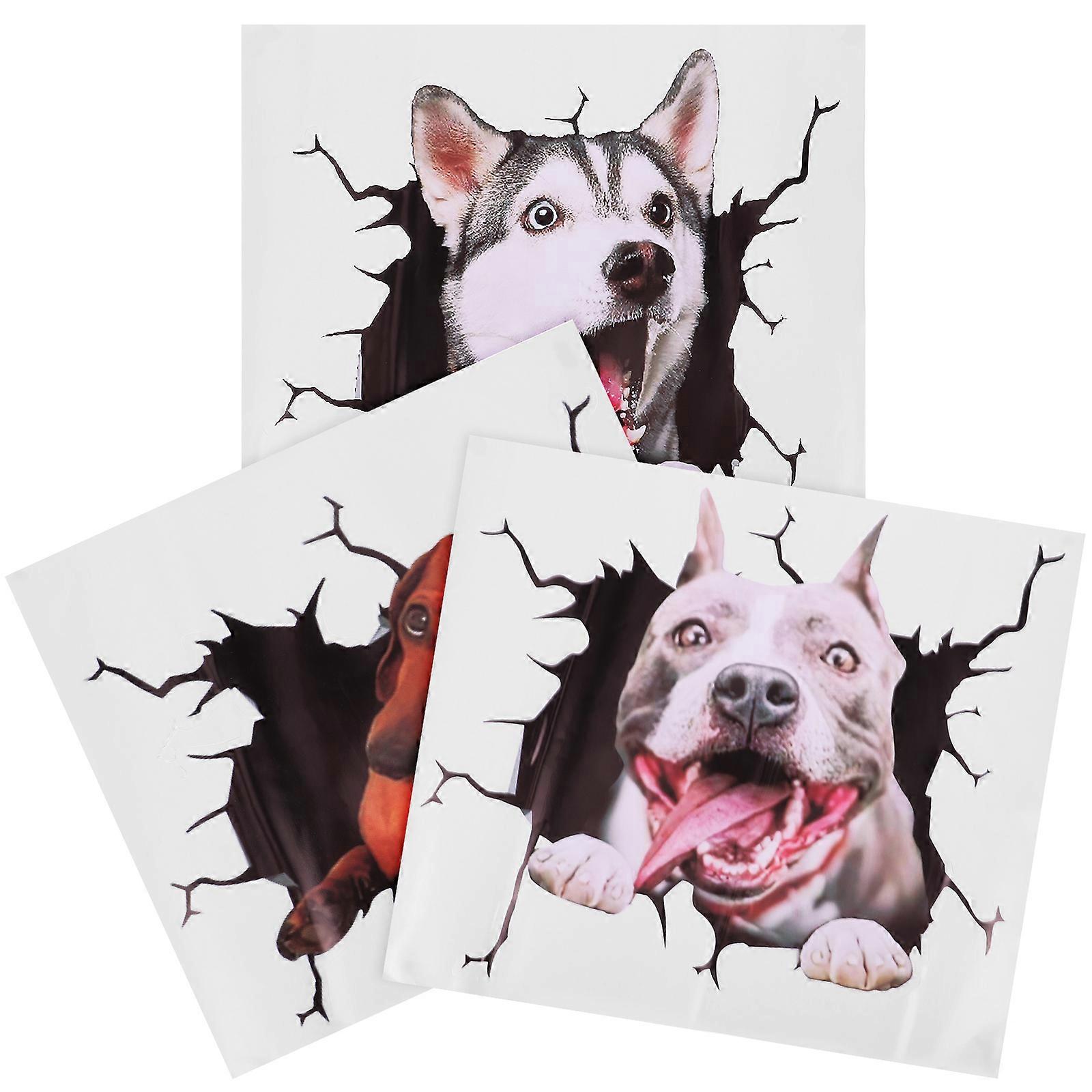 Dog Car Window Stickers PVC Decals for Car 3Pcs Animal Pattern Clings
