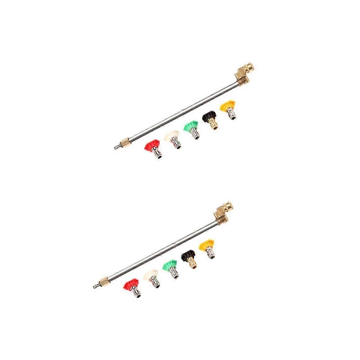 2pcs Pressure Washer Wand With Adjustable Angle Nozzle 5 Angles Quick Connect Pivot Adapter Coupler And Spray Tips 16 In