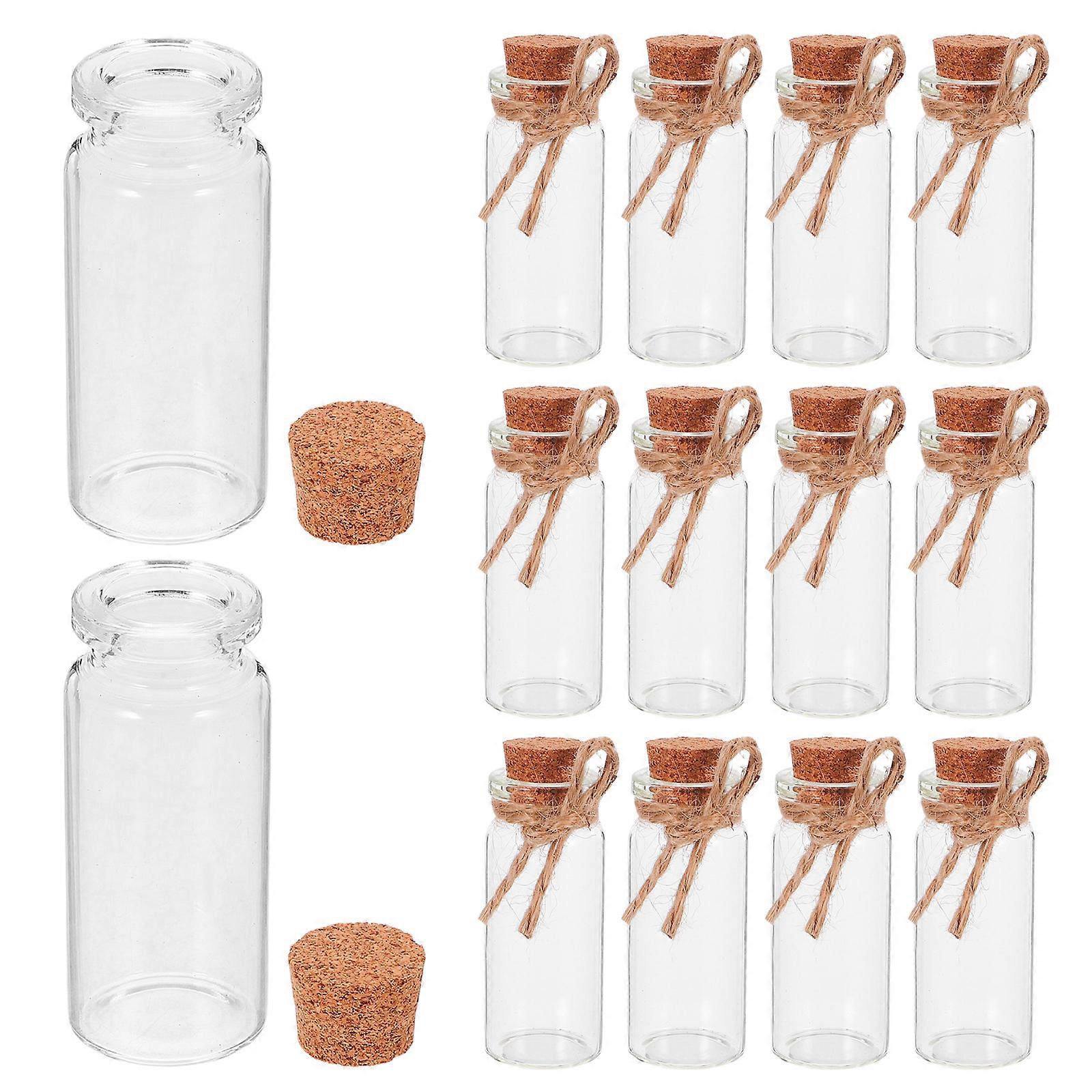 Glass Tiny Bottles with Cork Lid for Decoration 5Sets of Small Decorative Jars