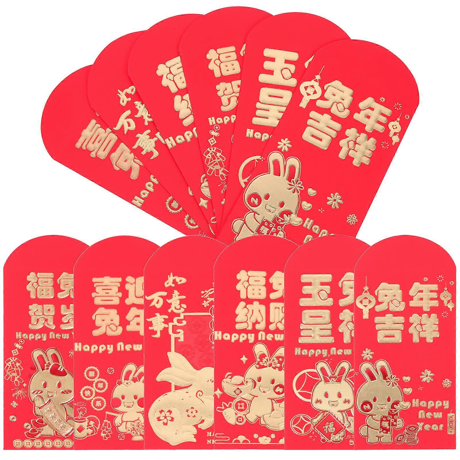 Spring Festival Angpao Red Envelopes Money Storage for Spring Festival Red Paper Red Packets with 24Pcs