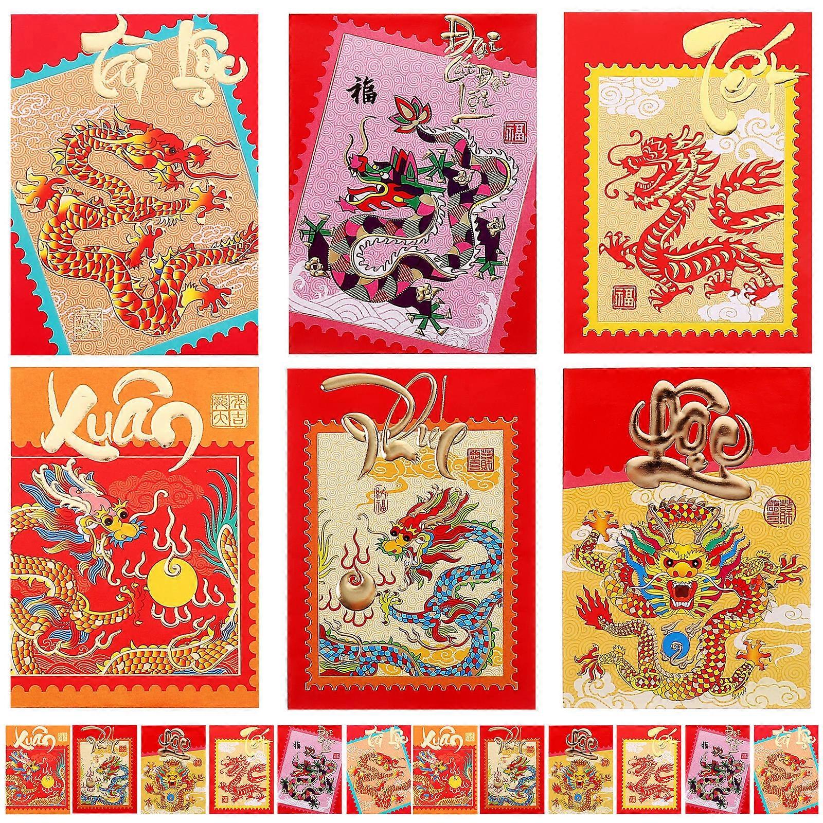 Red Envelope Chinese Style Dragon Paper Red Envelopes for Party 30Pcs