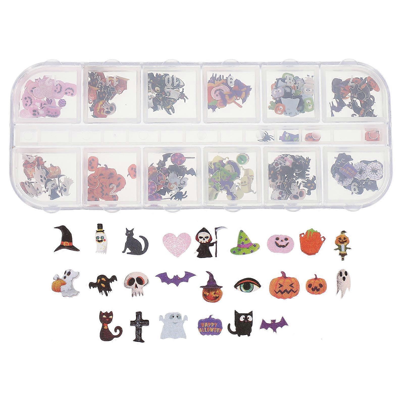 Manicure Halloween Nail Sequins for Nail Decoration 3 Boxes Assorted