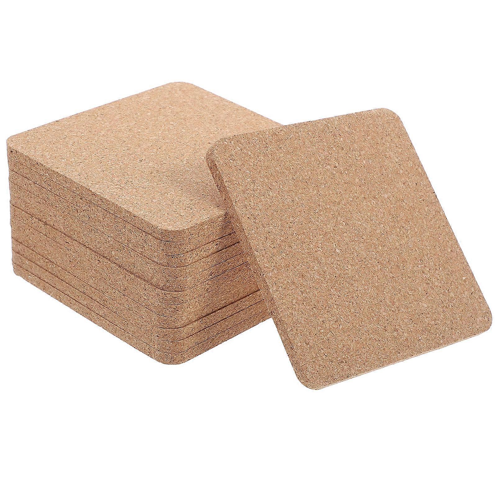 Cork Drink Coasters Square Functional Design For Kitchen Table Brown Noise Reduction 24Pcs