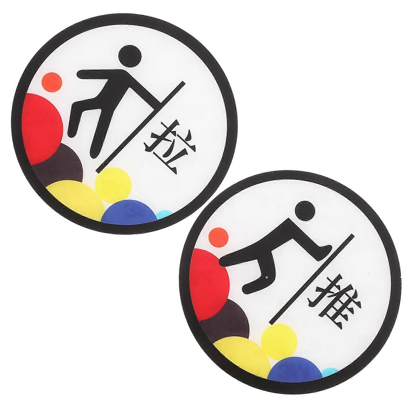 Self-Adhesive Pull Push Stickers For Doors Directions 3.9X3.9X0.1in Acrylic General Users 2 Pairs