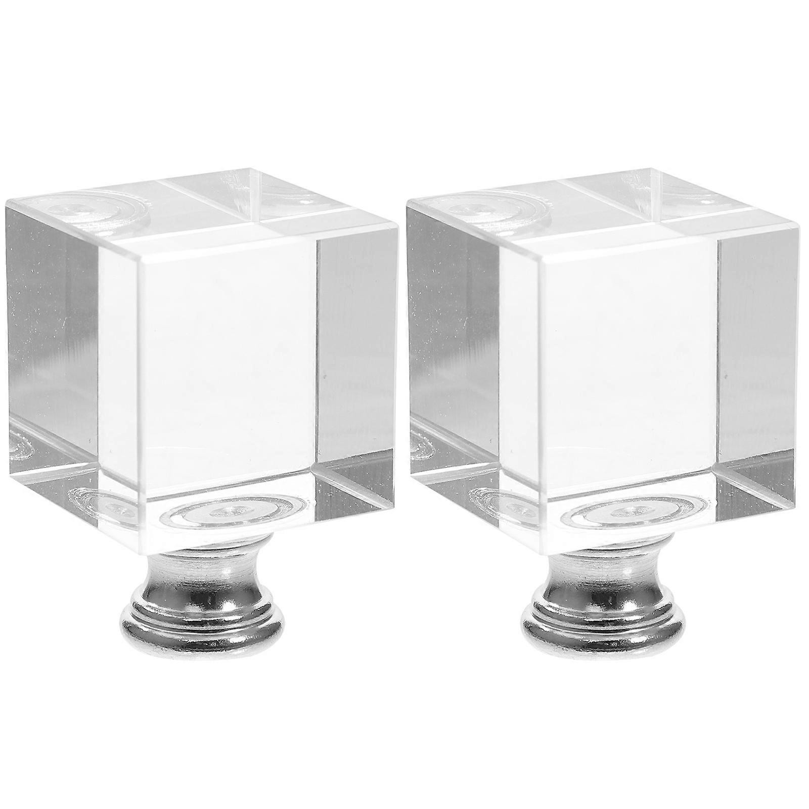 Lamp Finials Tapped 2Pcs Clear Cube Decorative Knob For Table Lamps Floor Lamps Chandelier Modern Design Transparent Glass
