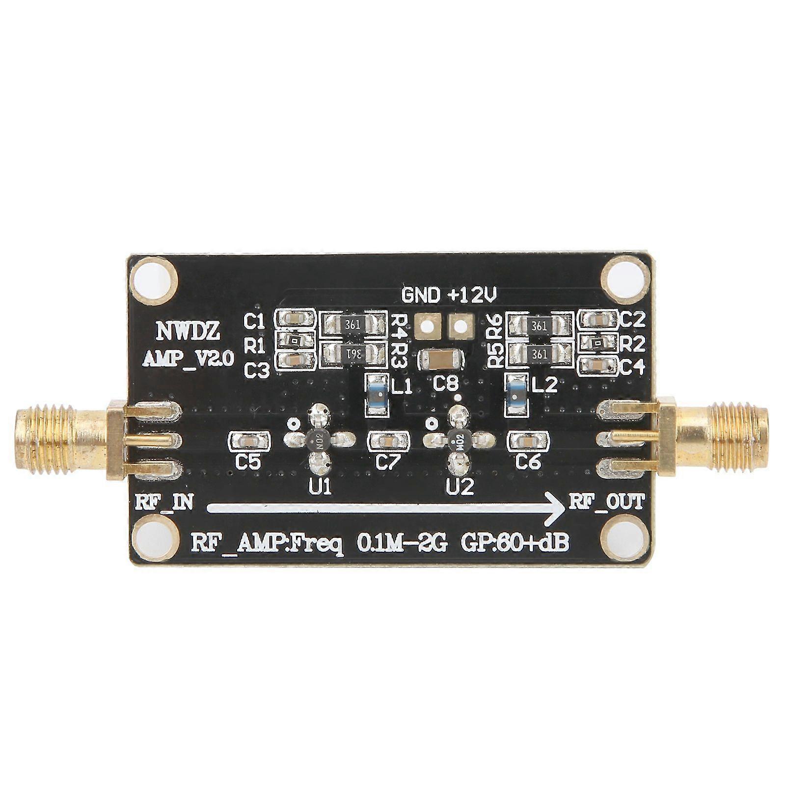 LNA 0.1M2G RF Wideband Amplifier 60dB High Gain Low Noise Amplification Module Supplies