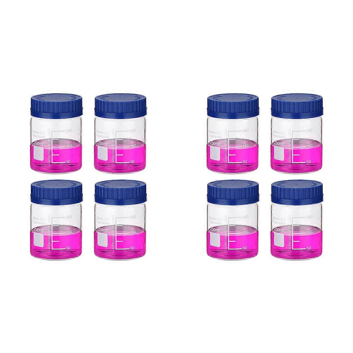Pack de 4 bouteilles de stockage de supports de réactifs, bouteilles rondes graduées à large ouverture en verre borosilicate avec GL3