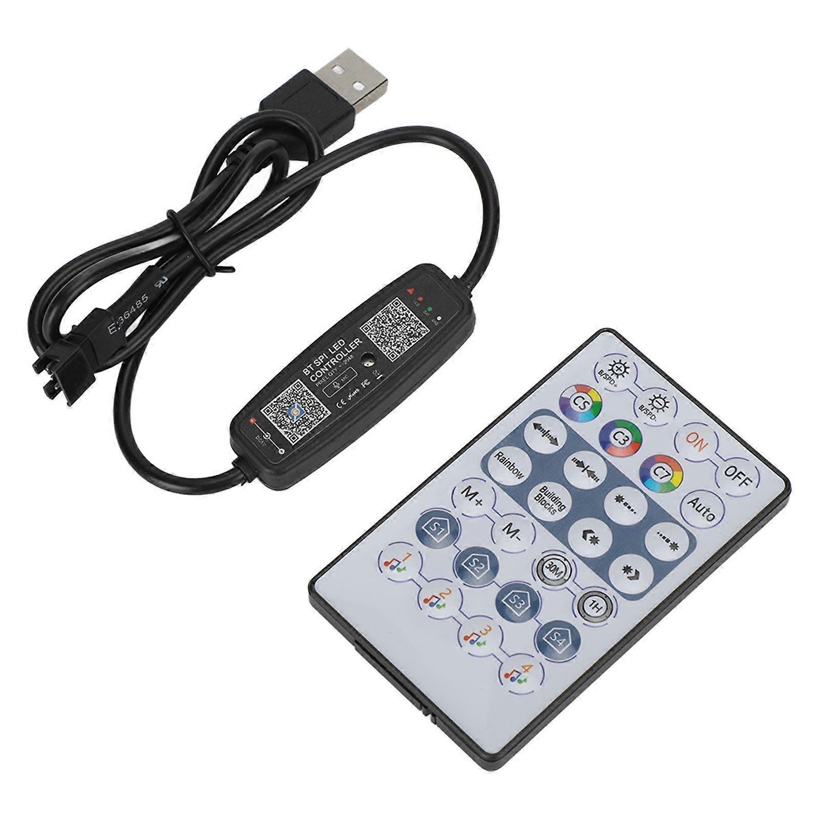 Wireless Bluetooth RGB LED Strip Lights Controller with Remote Control USB Dream Color Music Mode for 5V Light Strips