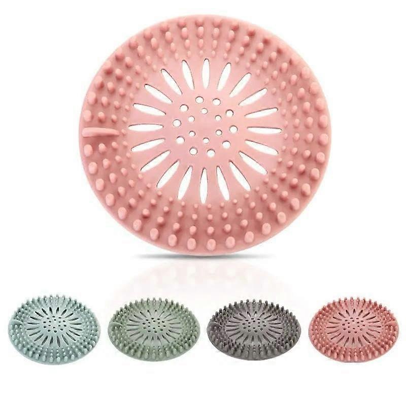 Silicone Hair Drain Protectors for Shower, Bath 5Pack 5.12 x 5.12 x 0.48 In Durable Easy Install Colorful Hair Catcher