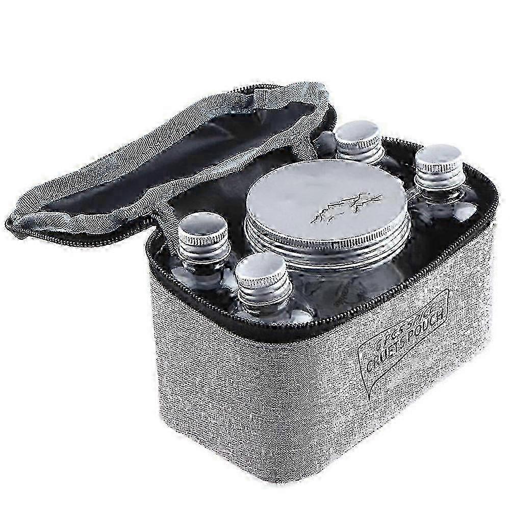 25-26 6PCS Condiment Bottles Set Portable Spice Bottles with Carrying Bag Kitchen Condiment Jar Kits