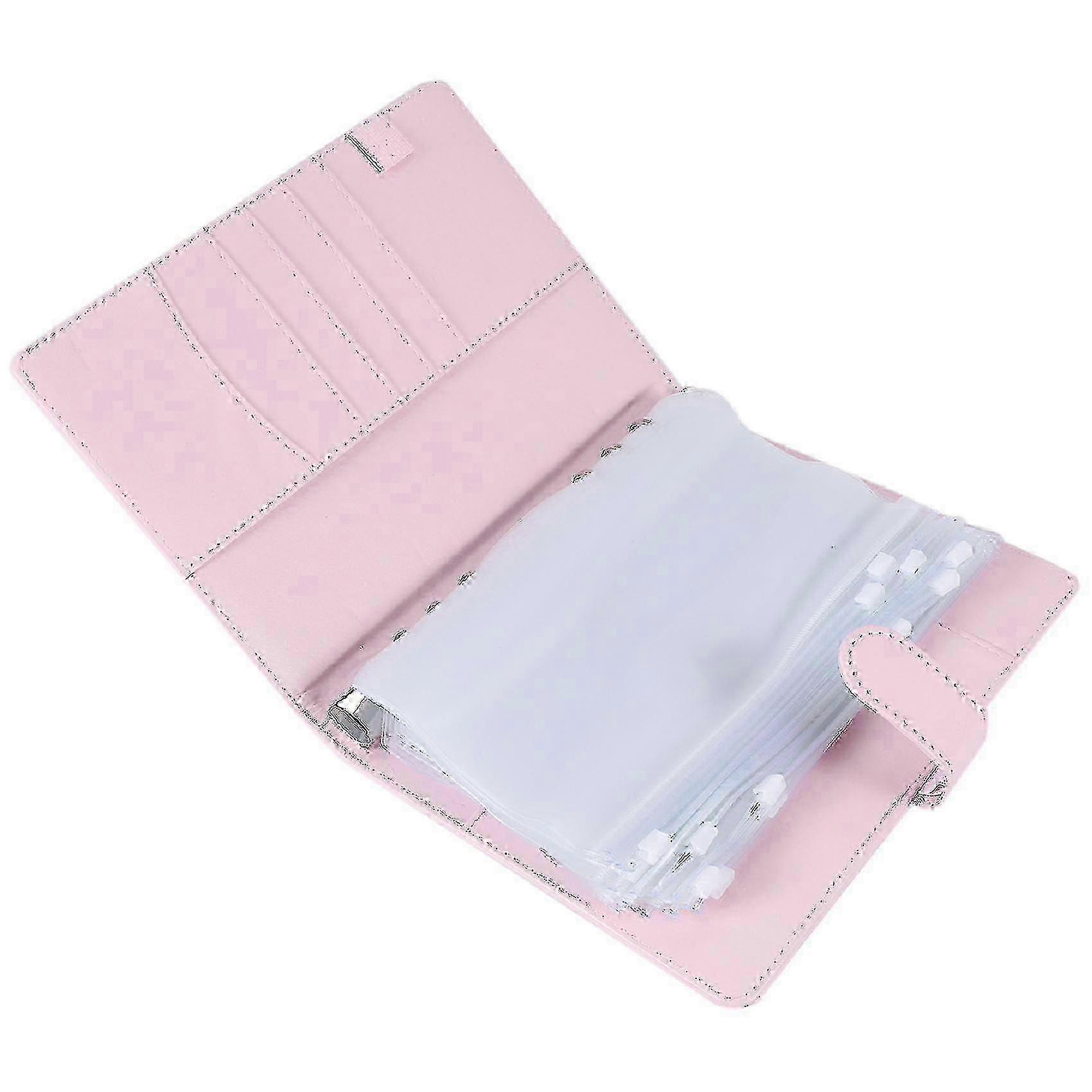 A5 Leather Notebook Binder with 16pcs A5 Plastic Binder Pockets, Budget Envelope System - A5 Size Budget Planner Cover included