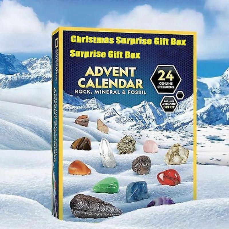 Mineral Collection Advent Calendar 24-Day Surprise Rocks Geology Educational Toy
