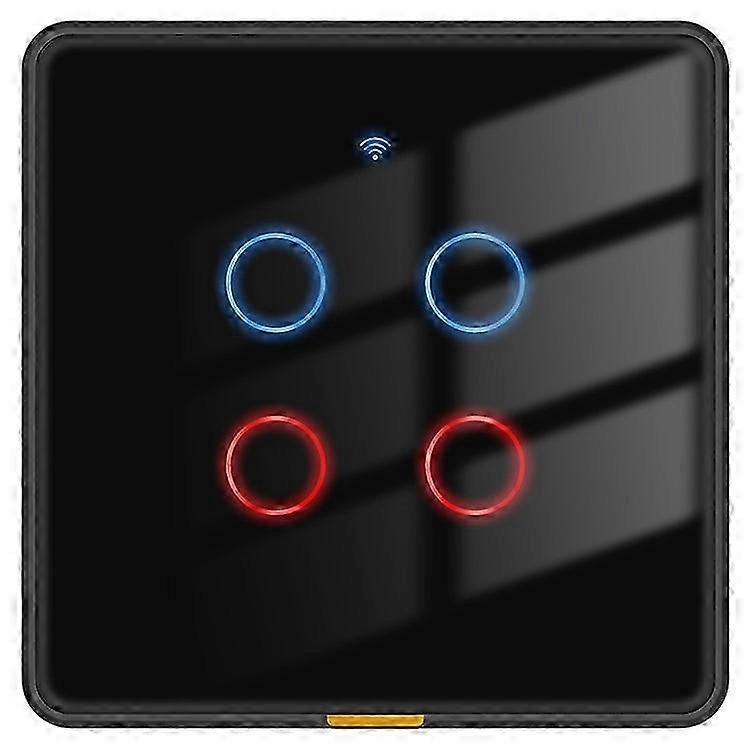 Premium MG-KG110 4 Gang WiFi Smart Touch Wall Light Switch with Dual Mode EU Plug Black - Voice Control via Tuya APP