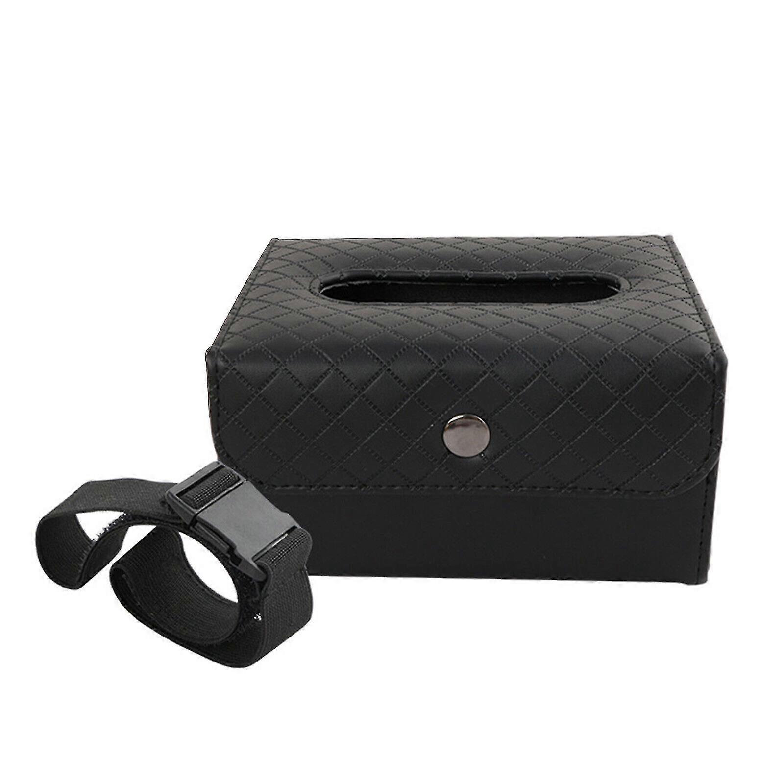 Car Leather Tissue Box Visor Dispenser Napkin Holder Black