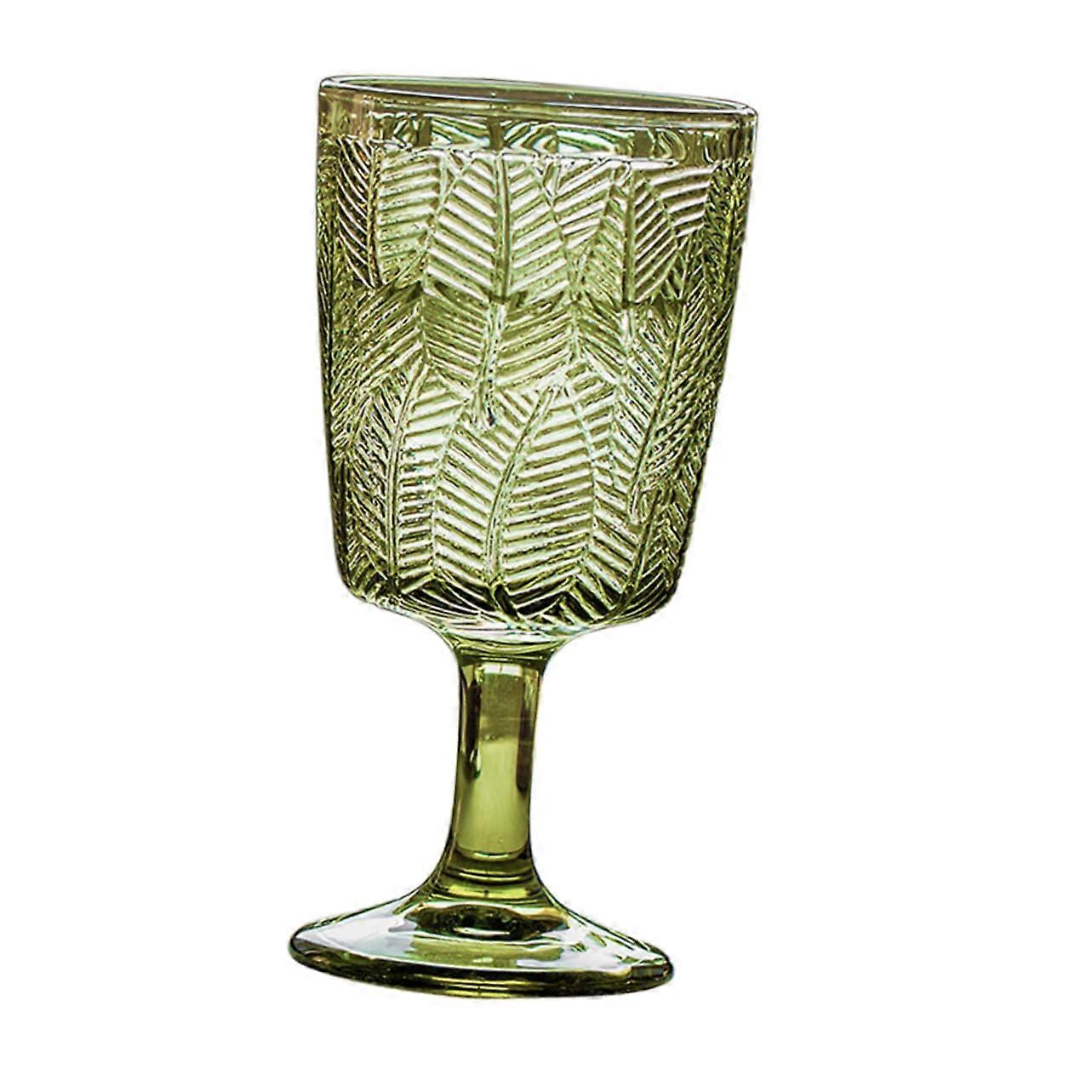 Chunk Green Wine Glasses Elegant Embossed Goblet 300ml Capacity Decorative Bar Cup