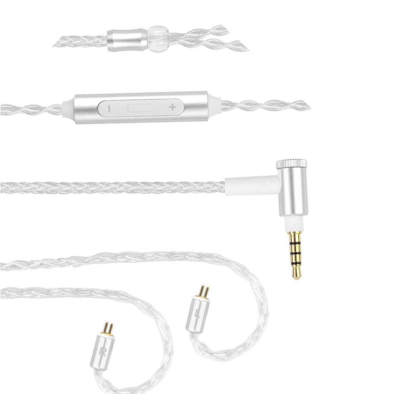 Silver Plated 0.78mm Double Pin Clear Cable with Reinforced Braiding for TF10 Build-in Microphone Function 110cm Multicolor