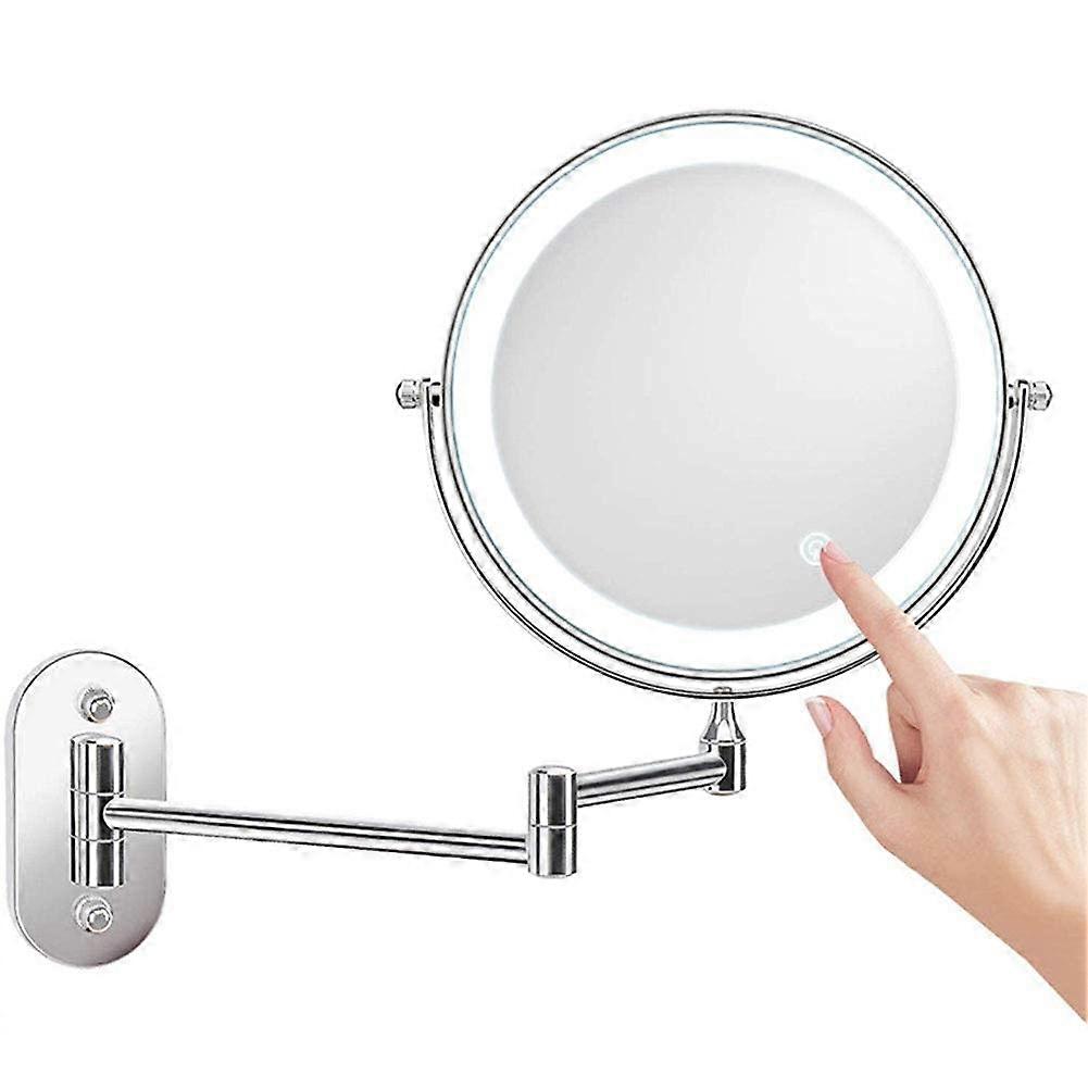 Wall Mounted Makeup Mirror 1X 10X Magnifying Double Sided 360° Swivel Extendable for Bathroom Shaving