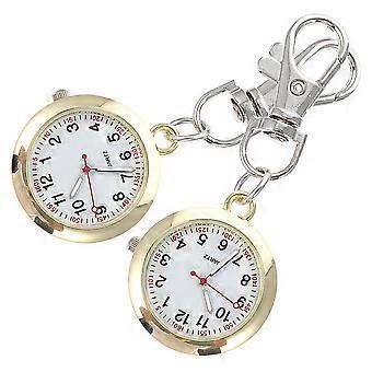 Golden Nurse Hanging Watch Retro Pocket Watch for Medical Use 2Pcs Set