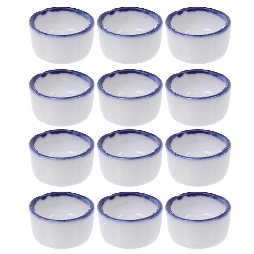 12Pcs Mini Ceramic Bowl Water Container For Small Crawler Feeder Blue Ideal For Reptile Tank Setup