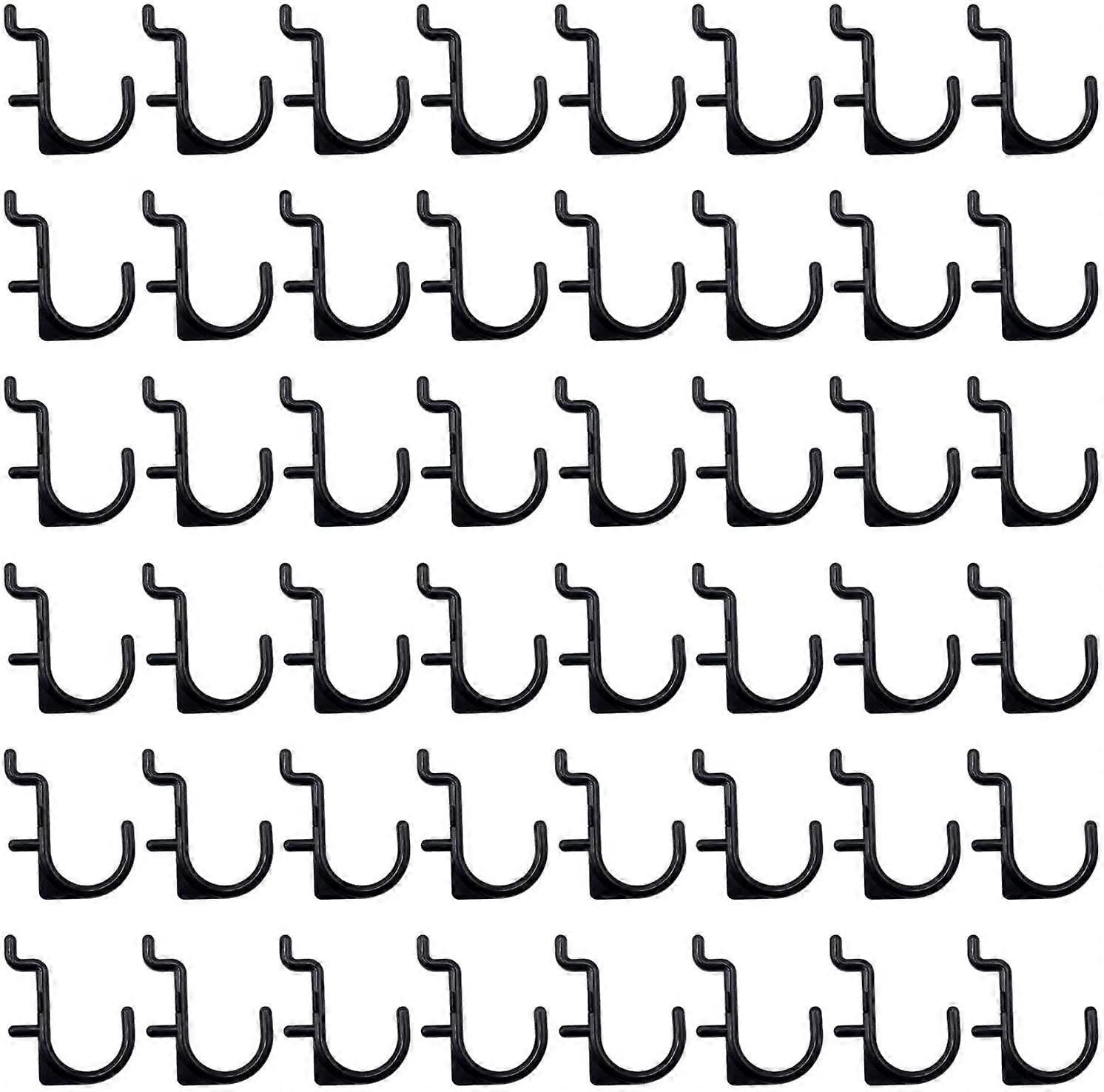 Eease 50pcs J Shape Pegboard Hooks Locking Peg Board Hook for Tool Storage Black