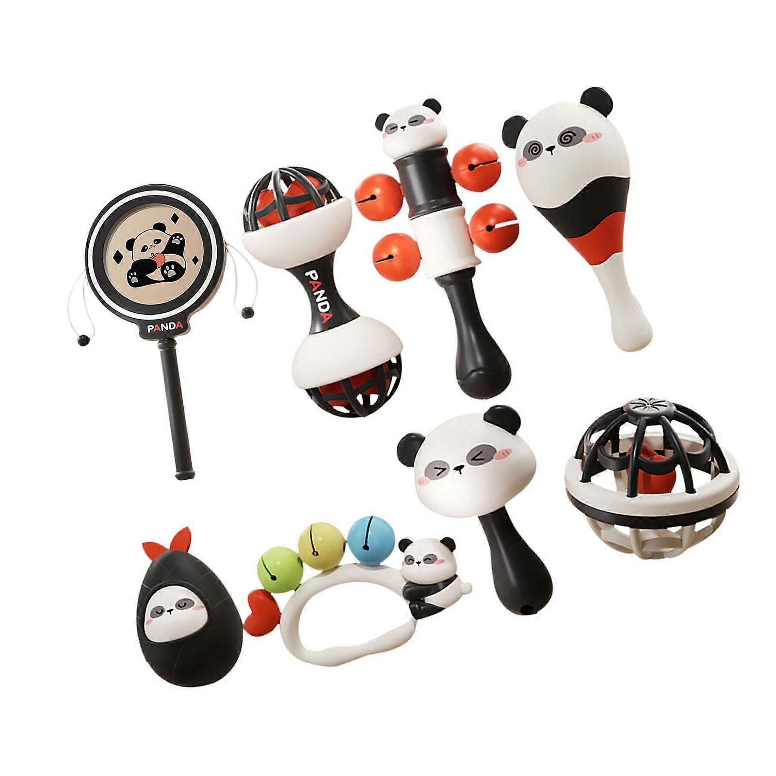 Panda Theme Baby Rattle Toy Set For Newborns Grasping And Head Lifting Exercises Enhancing Infant Sensory Development Multicolor