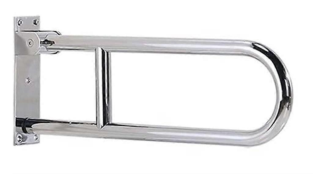 Folding Bathroom Grab Bar with AntiSlip Support Rails for Elderly and Children, Polished Stainless Steel 60x26cm