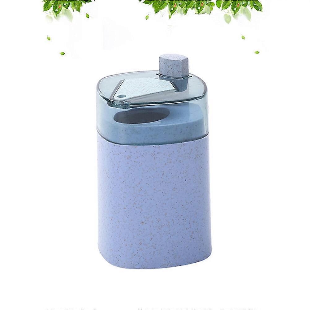 Wheat Straw Toothpick Can Simple Press Toothpick Boxes Automatic Toothpick Holder Container for Home Blue