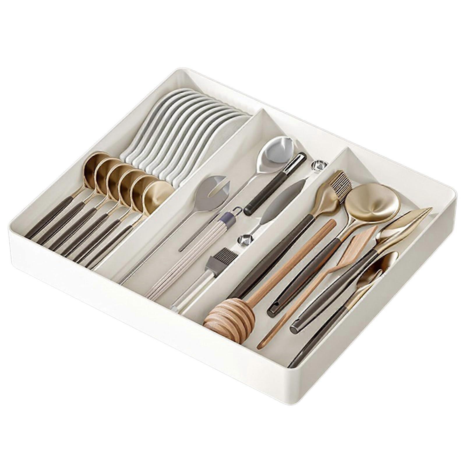Kitchen Drawer Organizer Adjustable Expandable Utensil Tray with Multiple Compartments for Cutlery