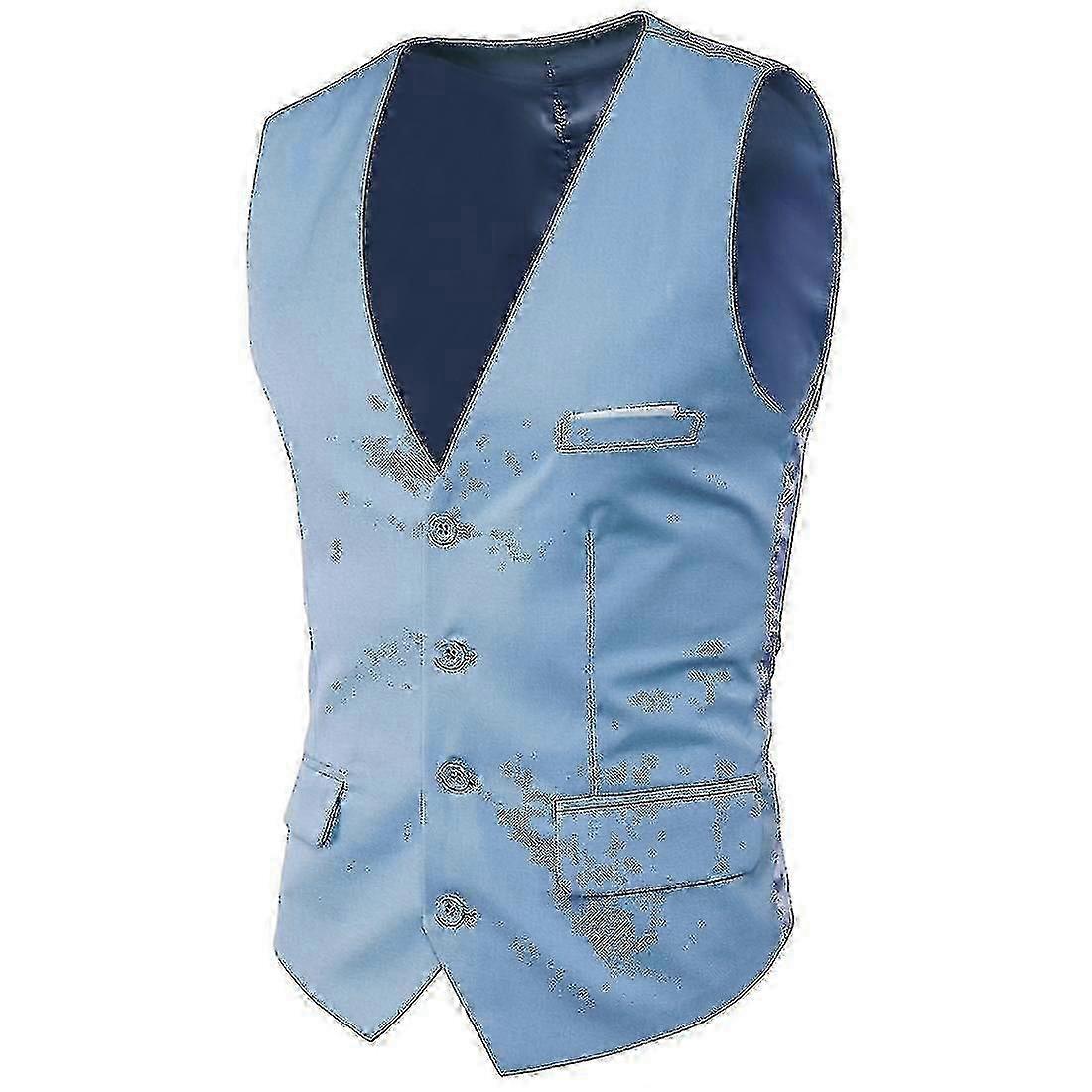 Plus Size Men's Single Breasted Business Vest in Solid Color Polyester for Spring and Autumn Wear