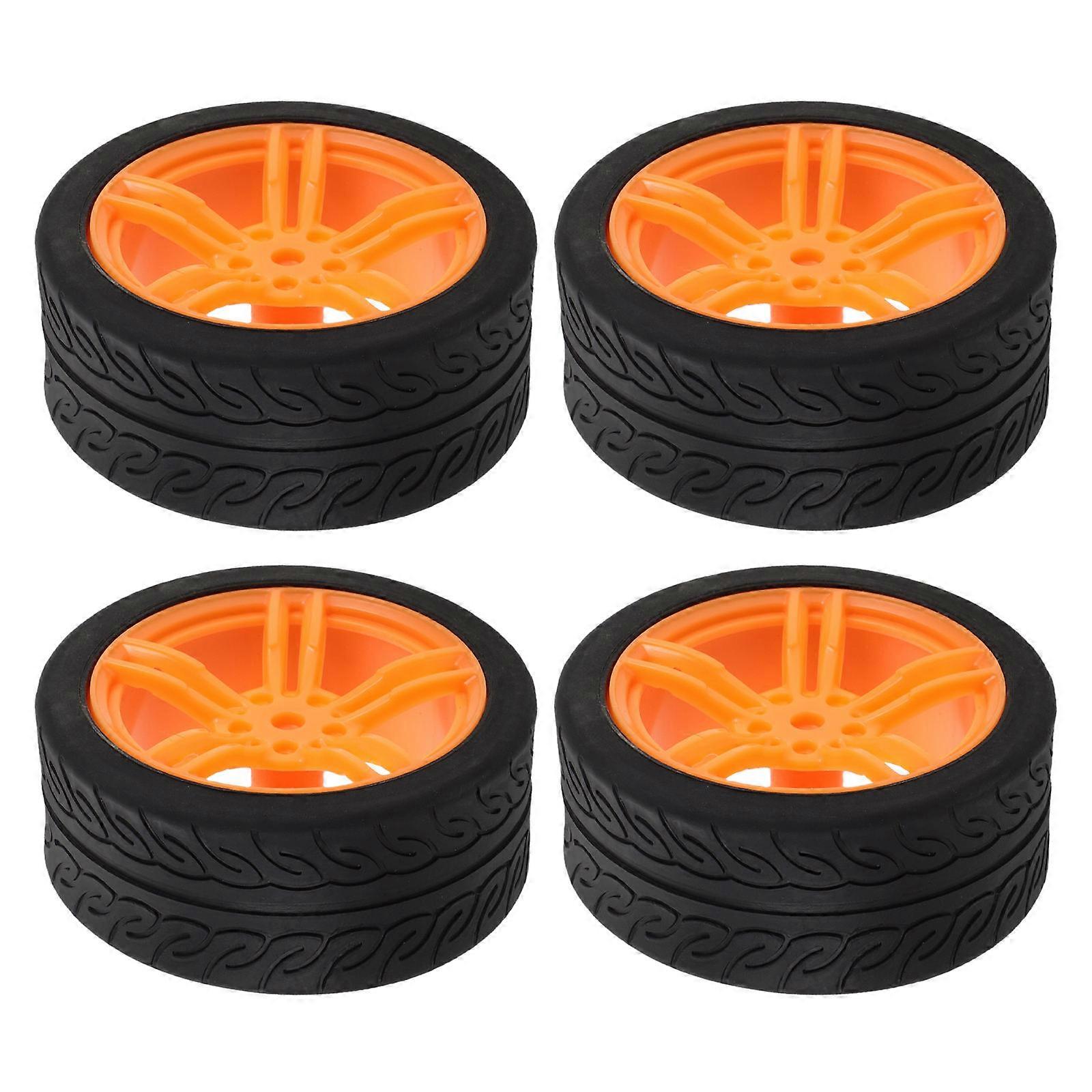 Diy Wheels Rubber Tires For Model Cars Educational Use Vibration Reduction Improve Performance Round Shape 4Pcs