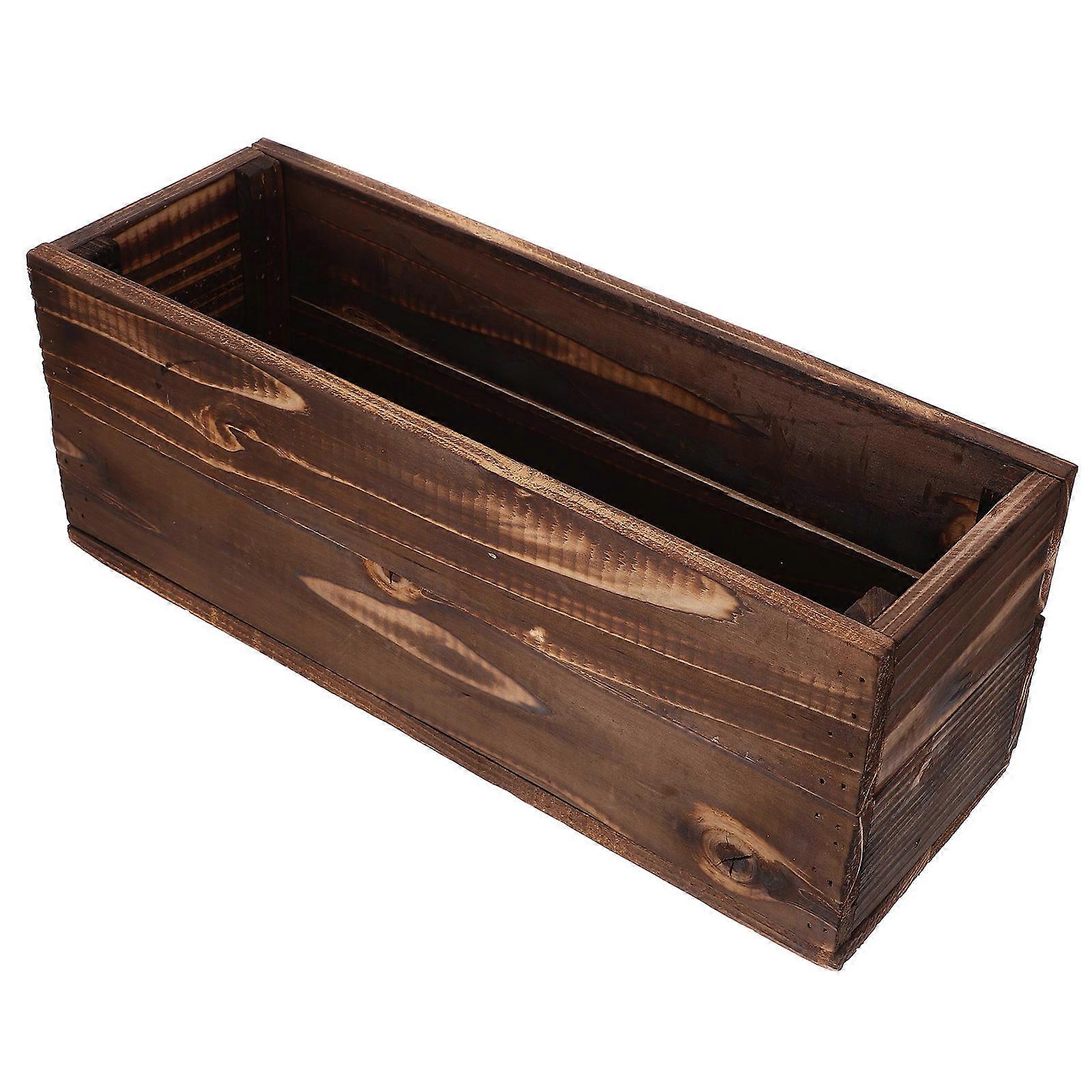 Wood Planter Box for Gardening Rectangular Rustic Wooden Garden Container