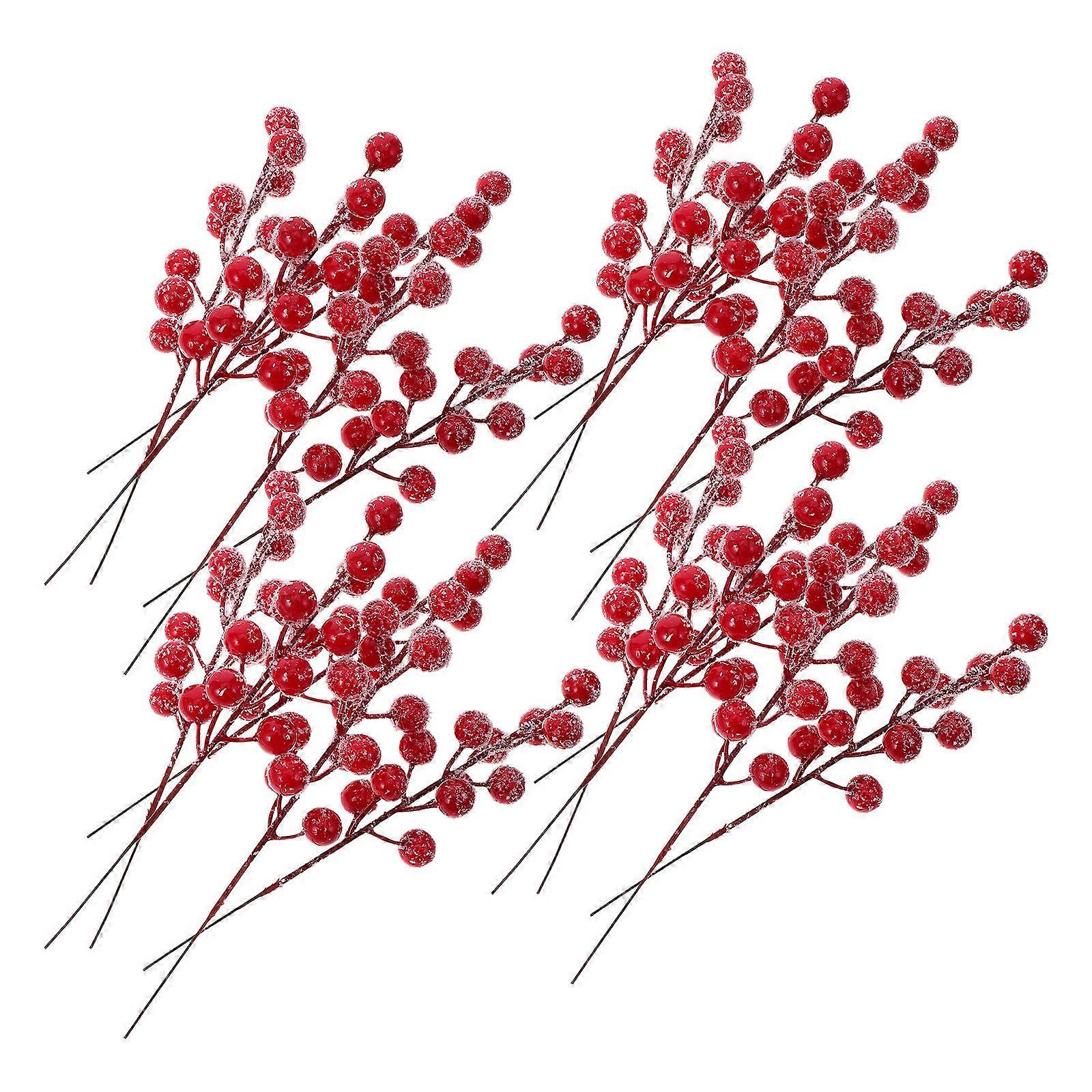 Artificial Red Berry Stems for DIY Holiday Wreath 20Pcs Foam Frosted Picks