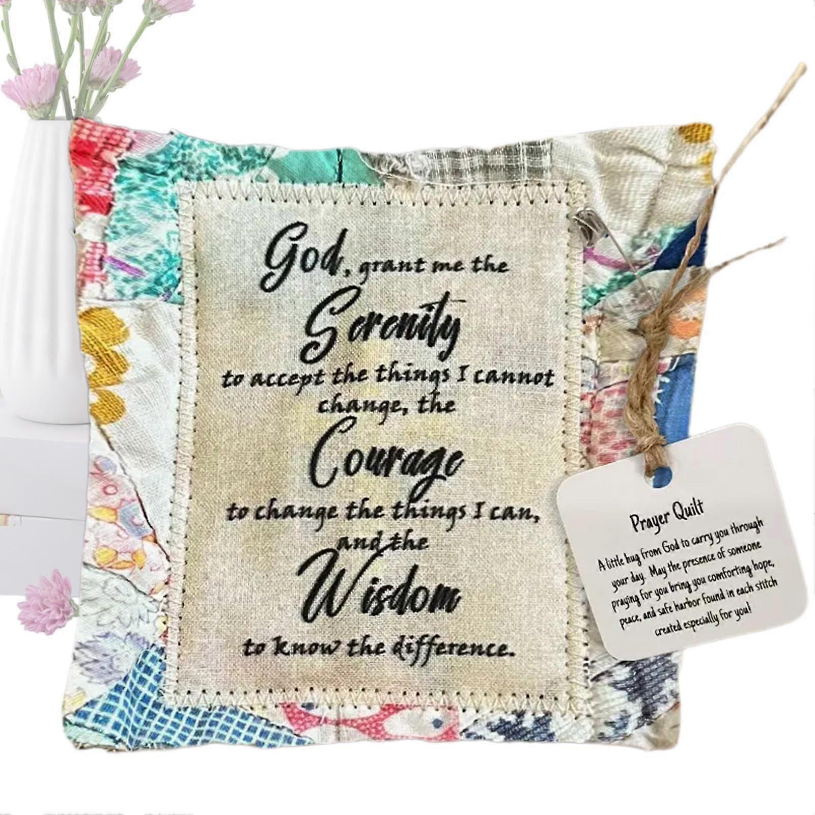 Prayer Quilt With Crosses Inside 10x10cm Handmade Vintage Pocket Quilt Squares Colorful Christian Scripture Quilts