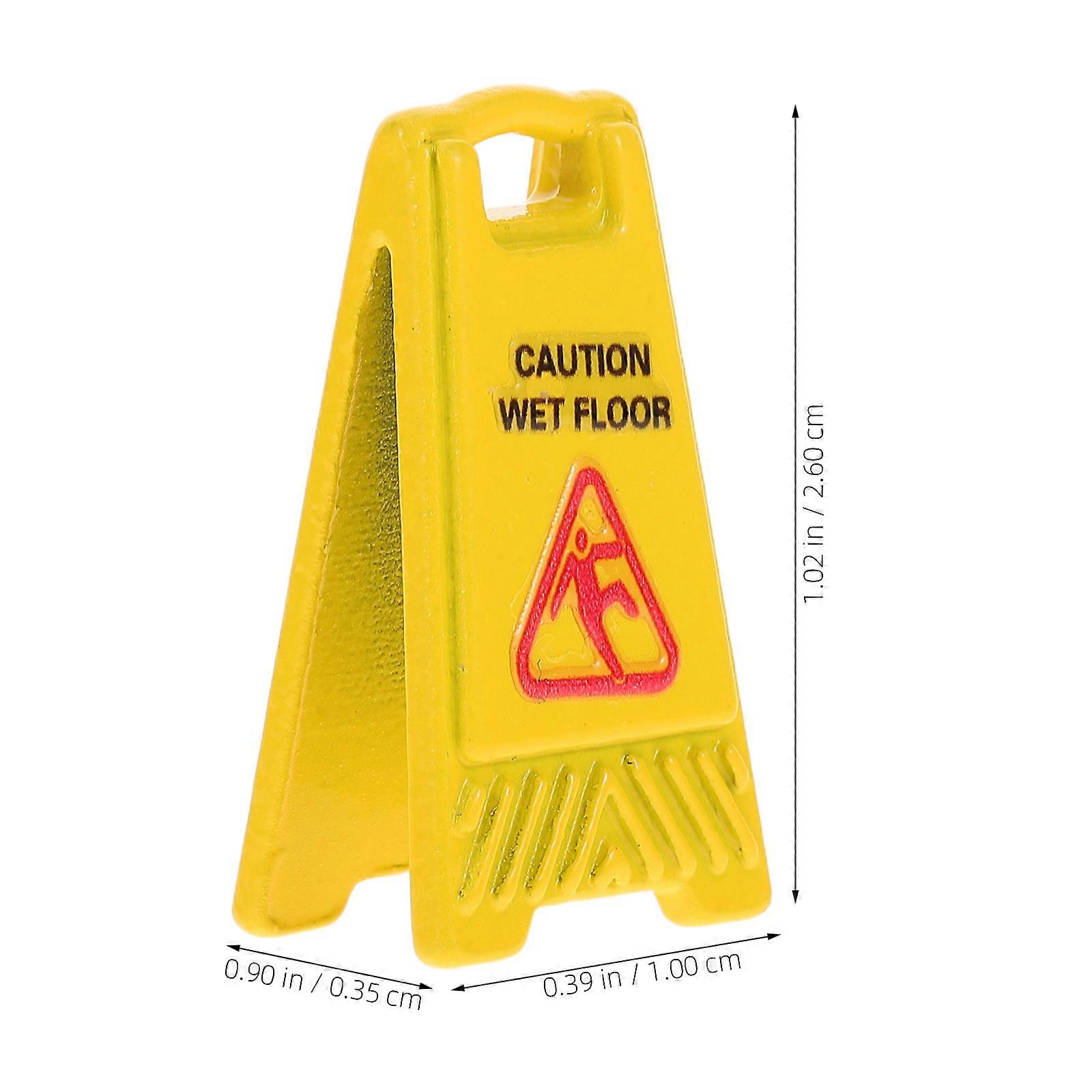 ミニチュア警告サインミニフロアコーションサイン黄色プラスチック通知ドールハウスフェアリーガーデンアクセサリージオラマ用品