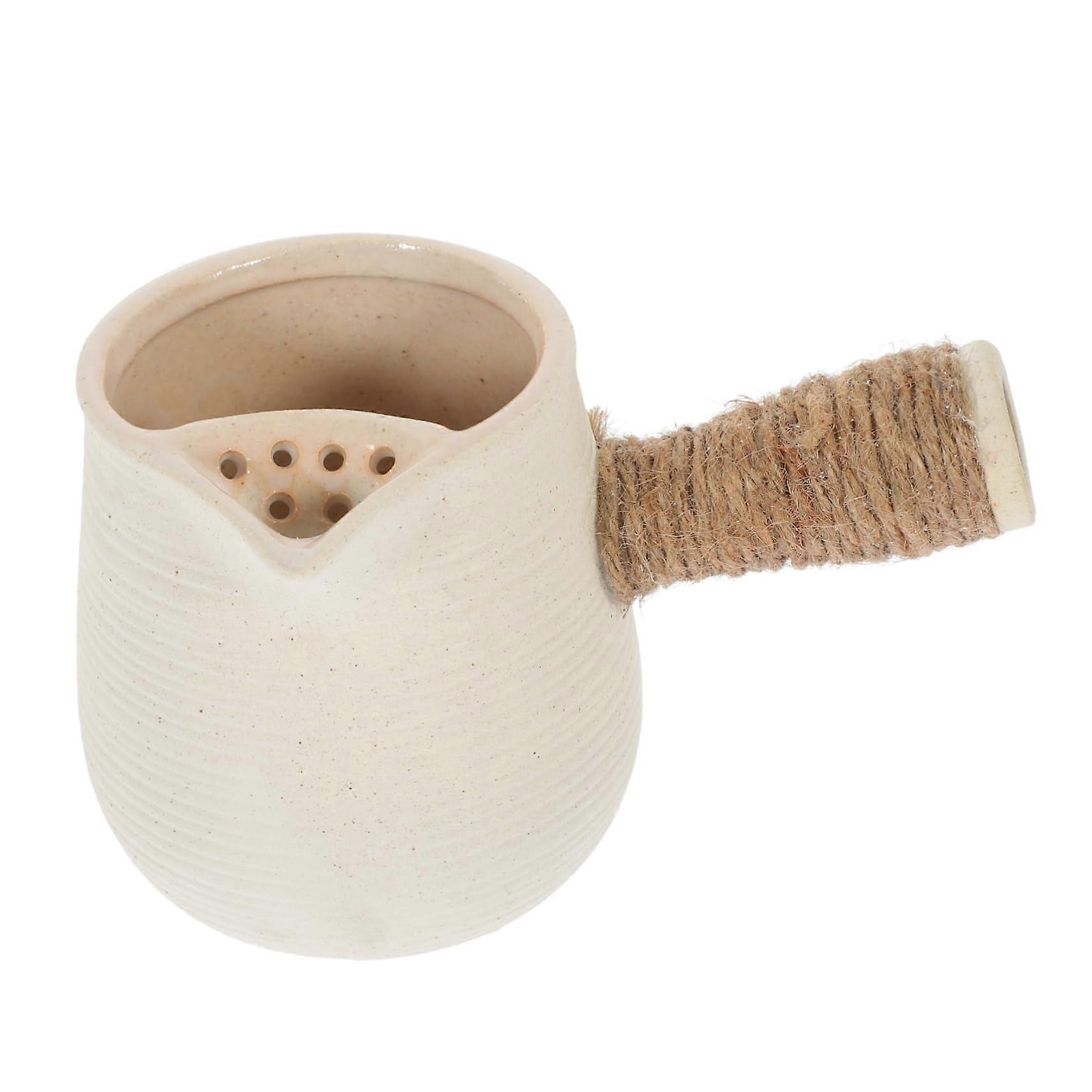 Clay Tea Kettle with Infuser for Loose Leaf Tea, Small Ceramic Coffee Pot, Elegant Retro Style