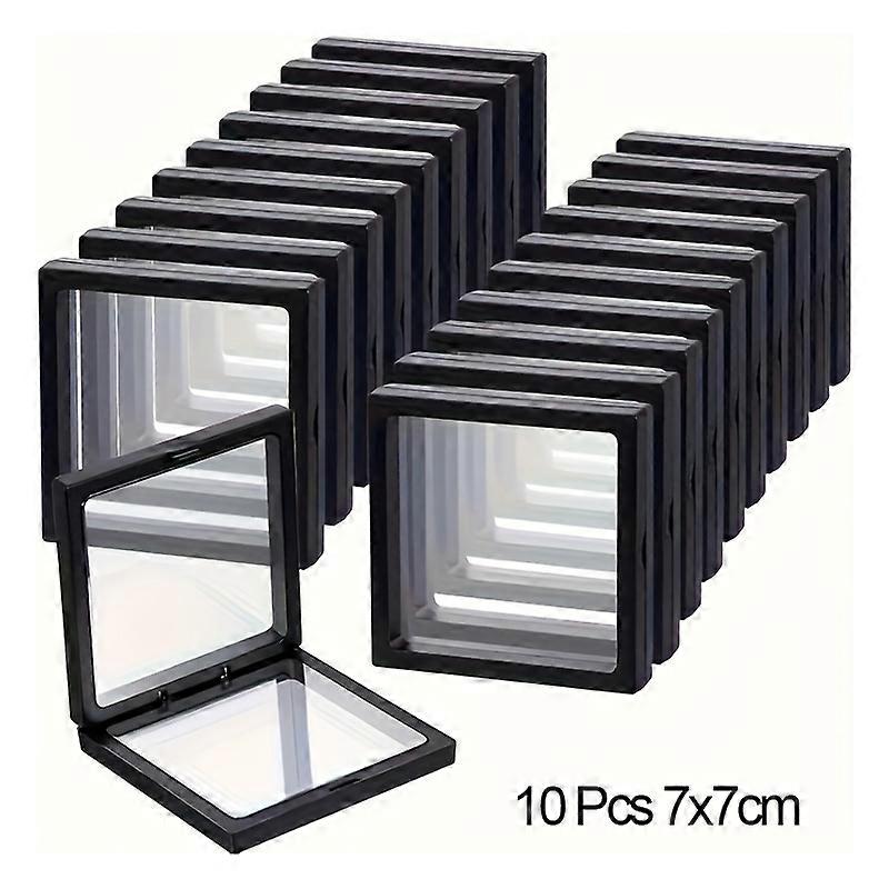 10Pcs Floating Display Case Jewelry Storage Box Holder Stands Transparent Frame Gift Box Dustproof Stackable Coin Medals