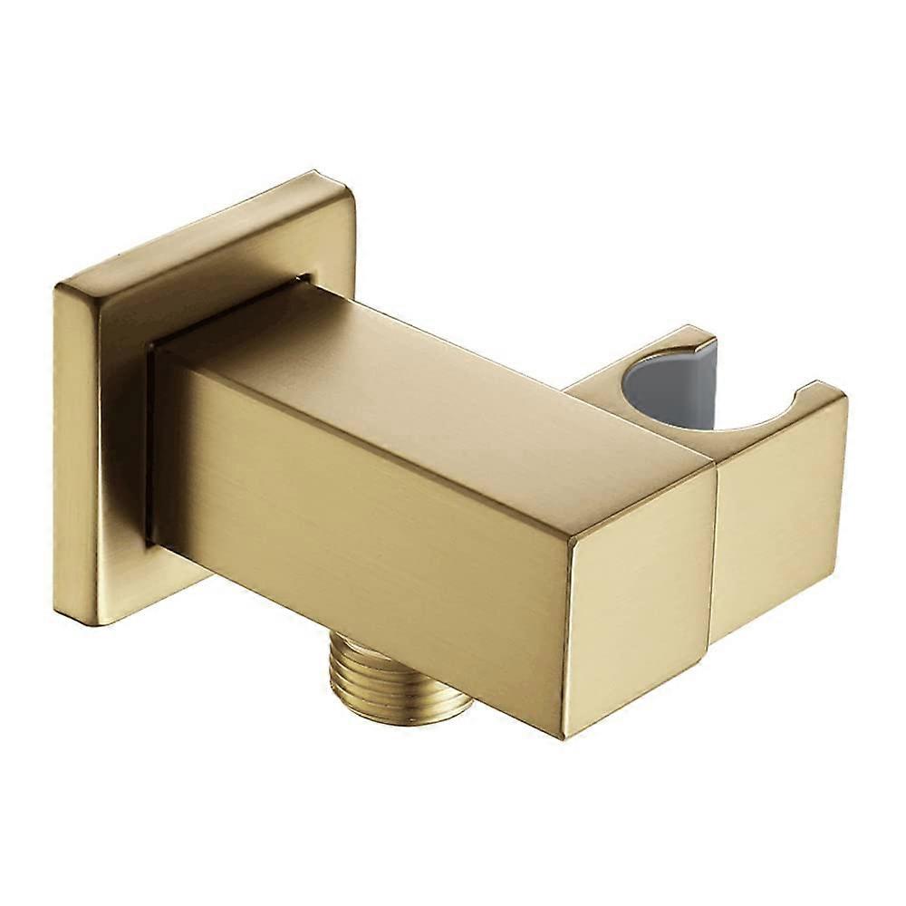 Brushed Gold Adjustable Shower Head Holder Solid Brass Wall Mount Bracket 45 Degree Angle