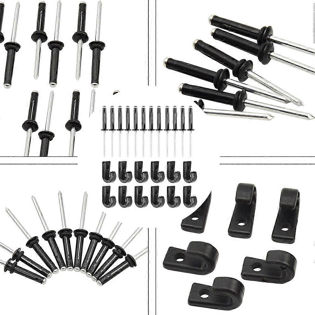 Kayak Lashing Hook with Rivet for Boat 2Sets Black Durable Nylon