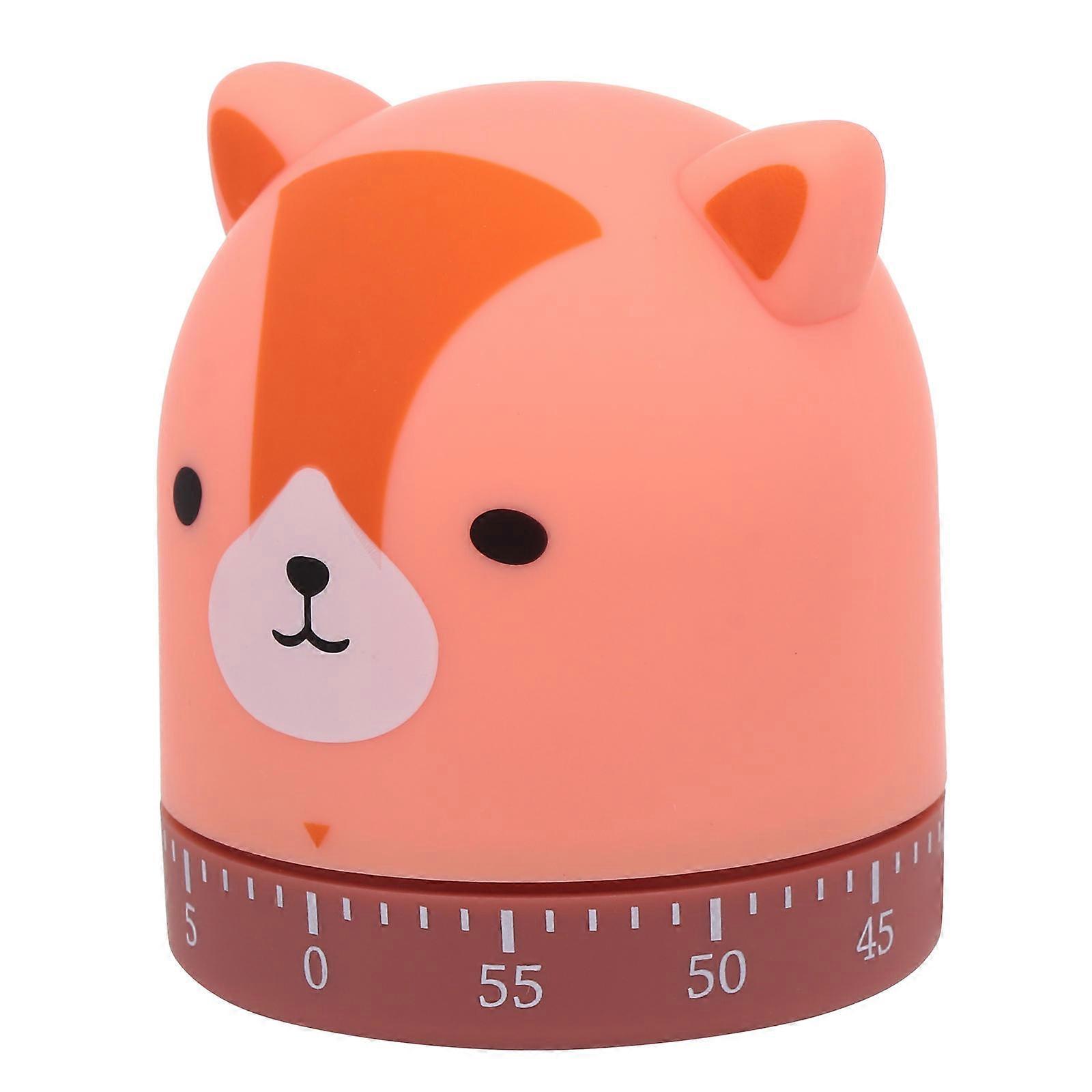 Multipurpose Mechanical Timer Device with Cartoon Fox Design for Home Cooking Red ABS 1pc