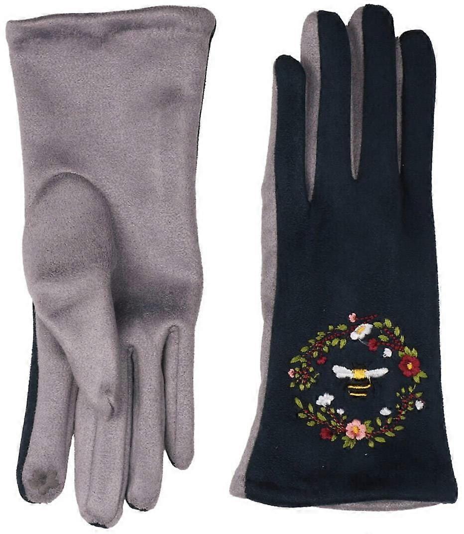 Zelly Two-Toned Bee Gloves - Navy/Grey